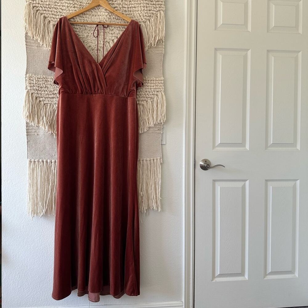 Jenny Yoo Ellis Flutter Sleeve Velvet Gown